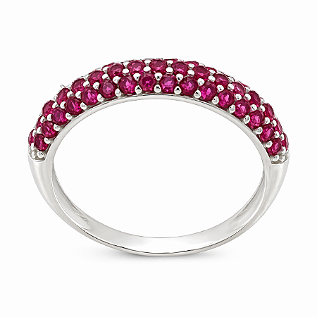 Anel em Prata 925 com Cravação Pavê e Zircônias Pink