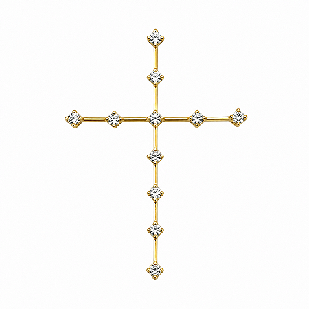 Pingente em Ouro 18k Cruz com Zirconias