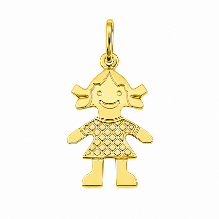 Pingente em Ouro 18k Menina com Relevo
