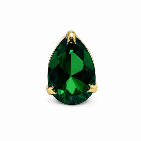 Pingente em Ouro 18k Gota Ponto de Luz Verde