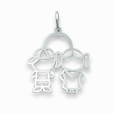 Pingente em Prata 925 Menino e Menina