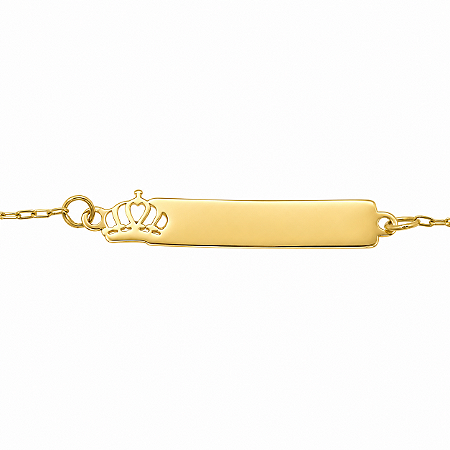 Pulseira em Ouro 18K de Chapinha Infantil Coroa