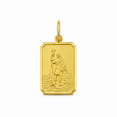 Pingente em Ouro 18K Santo Expedito Retangular