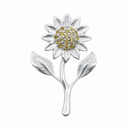 Pingente em Prata 925 Girasol Amarelo