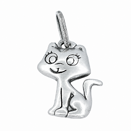 Pingente em Prata 925 Gato envelhecido