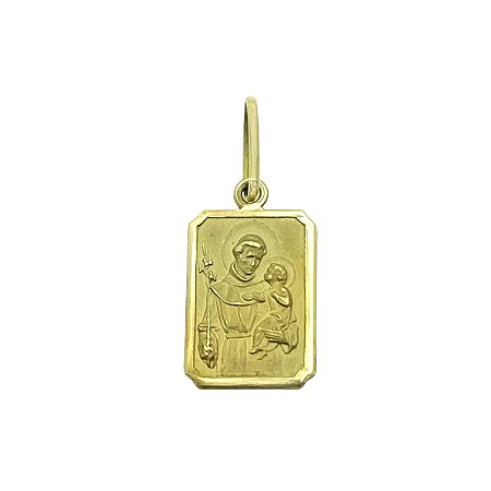 Pingente em Ouro 18k Retangular Santo Antonio