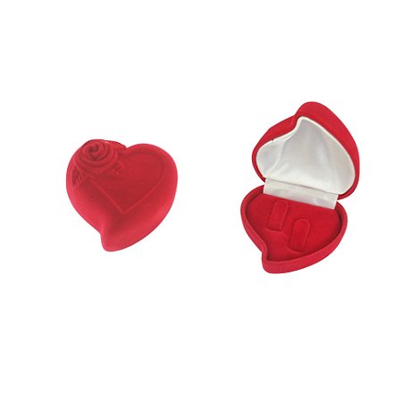 Caixinha de Veludo Coração com Rosa