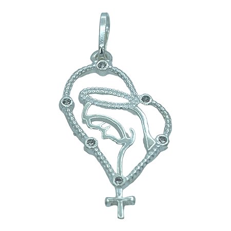 Pingente em Prata 925 Nossa Senhora com Zirconias
