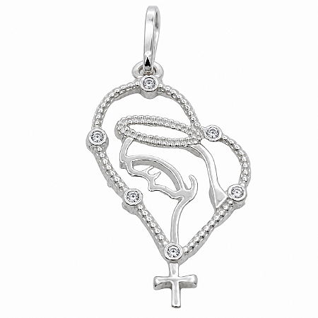 Pingente em Prata 925 Nossa Senhora com Zirconias