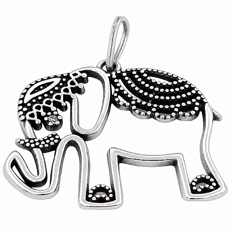Pingente em Prata 925 Elefante Vazado