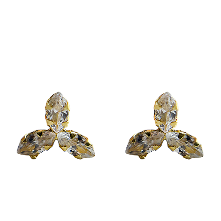Brinco em Ouro 18k Trevo Branco