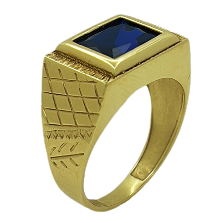 Anel em Ouro 18k TV Azul