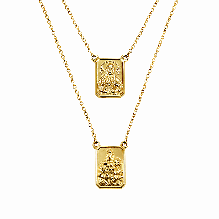 Escapulario em Ouro 18K Nossa Senhora do Carmo