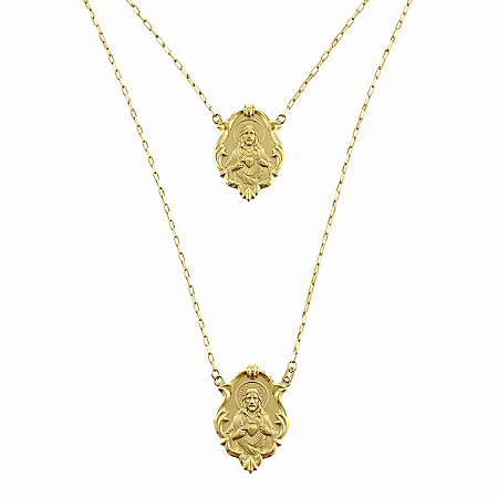 Escapulario em Ouro 18K Sagrado Coração
