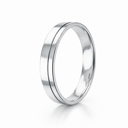 Aliança em prata 925 Lisa com Friso