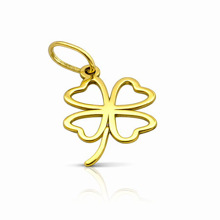Pingente em Ouro 18k Trevo de 4 Folhas Vazadas