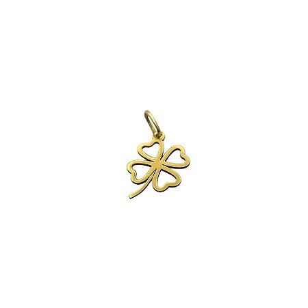 Pingente em Ouro 18k Trevo de 4 Folhas Vazadas