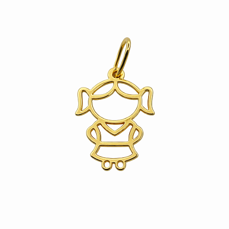Pingente em Ouro 18k Menina Vazada