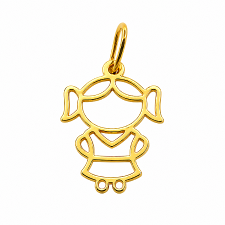 Pingente em Ouro 18k Menina Vazada