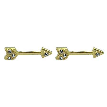 Brinco em Ouro 18k Flecha com Zirconias
