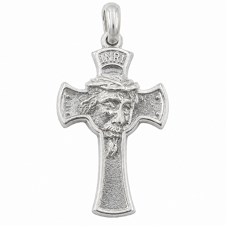 Pingente em Prata 925 Cruz Face de Cristo