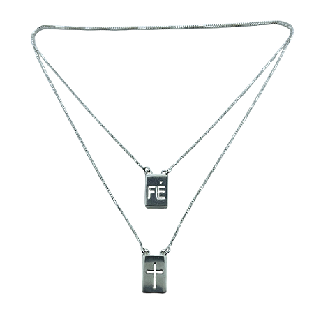 Escapulario em Prata 925 Fé com Cruz