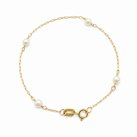 Pulseira em Ouro 18K Infatil de Perolas