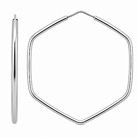 Argola em Prata 925 Sextavada