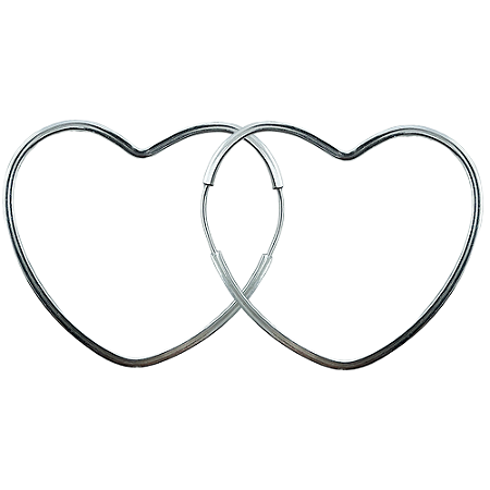 Argola em Prata 925 Coração Fio Quadrado 1,30 mm