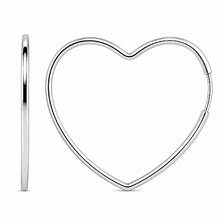 Argola em Prata 925 Coração Fio Quadrado 1,30 mm