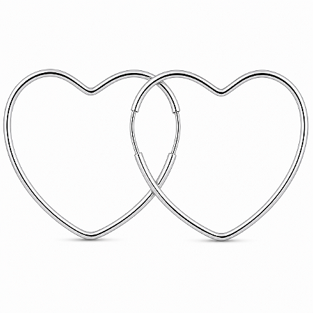 Argola em Prata 925 Coração Fio Quadrado 1,30 mm