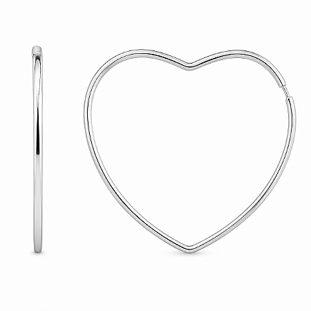 Argola em Prata 925 Coração Fio Quadrado 1,30 mm