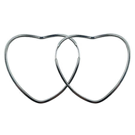 Argola em Prata 925 Coração Fio Quadrado