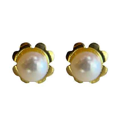 Brinco em Ouro 18k Pérola com Flor