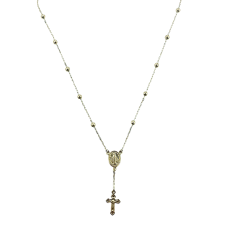 Gargantilha em Ouro 18k Terço bola 3 mm