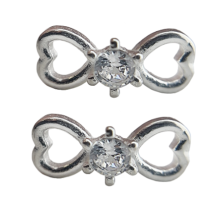 Brinco em Prata 925 Laço com Zirconia