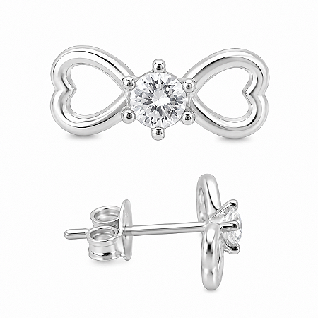Brinco em Prata 925 Laço com Zirconia