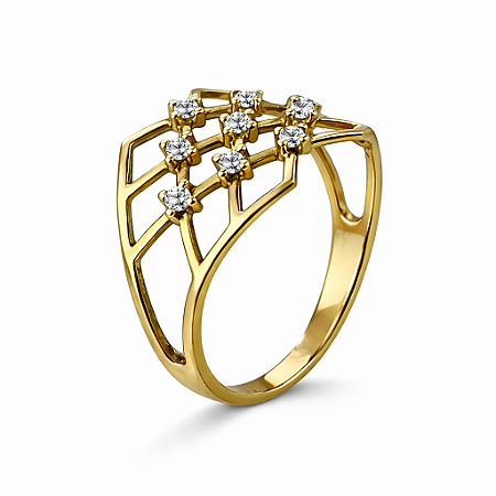 Anel em Ouro 18K Tela com Zirconias