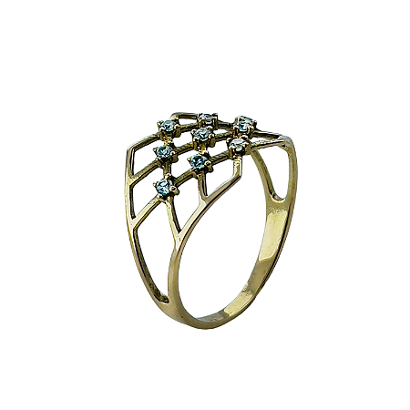 Anel em Ouro 18K Tela com Zirconias