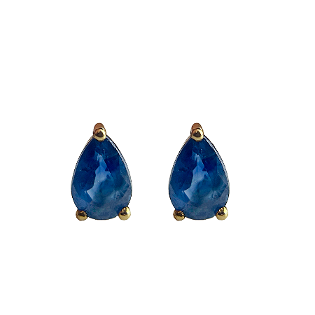 Brinco em Ouro 18K Com Safira Gota