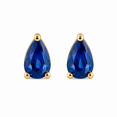 Brinco em Ouro 18K Com Safira Gota