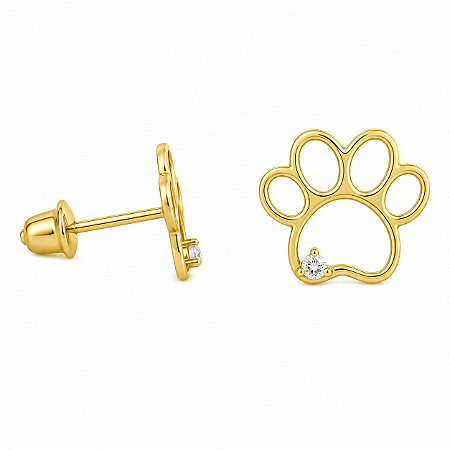 Brinco em Ouro 18k Patinha com Diamantes
