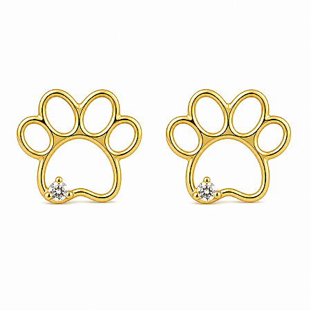 Brinco em Ouro 18k Patinha com Diamantes