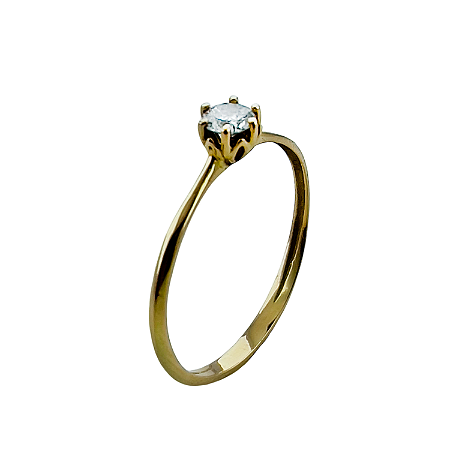 Anel em Ouro 18K Solitário com Diamante