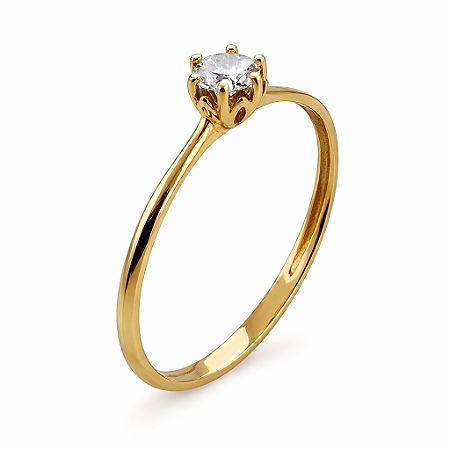 Anel em Ouro 18K Solitário com Diamante