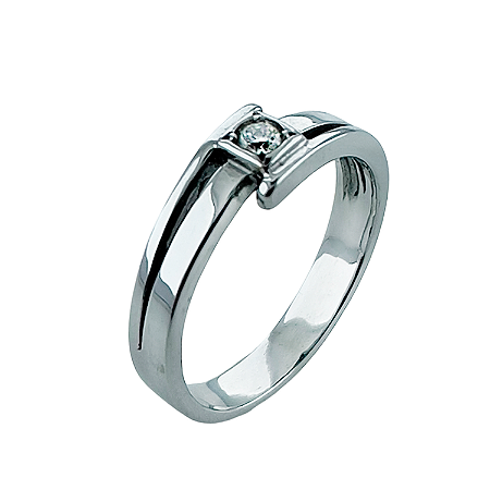 Anel em Ouro Branco 18K Solitário com Diamante