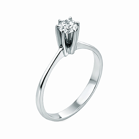 Anel em Ouro Branco 18k Solitário Com Diamante