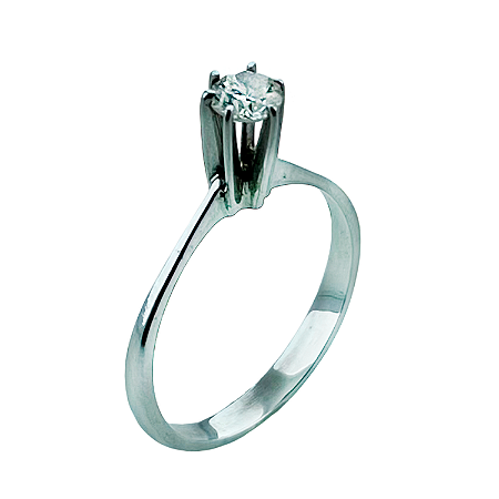Anel Solitario em Ouro Branco 18k Com Diamante