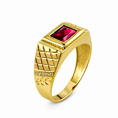 Anel em Ouro 18k TV Vermelho