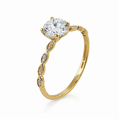 Anel em Ouro 18K Solitário com Zircônia